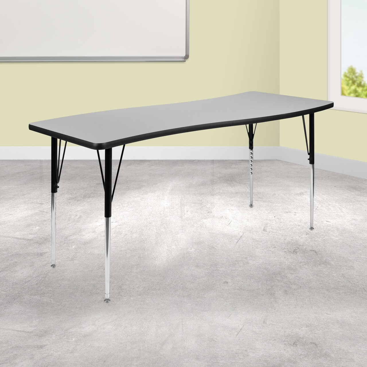 Emma and Oliver 26"W x 60"L Rectangle Wave Flexible Collaborative Adjustable Height Activity Table